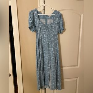 Blue midi polka dot dress. Size M.